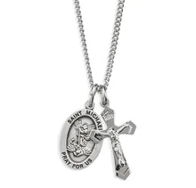 Sterling Silver Small St. Michael Medal with Small Crucifix Set