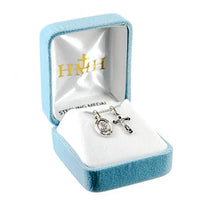 Sterling Silver Small St. Michael Medal with Small Crucifix Set