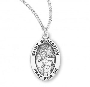 Patron Saint Sebastian Oval Sterling Silver Medal