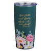 Be Still Teal Floral Stainless Steel Travel Tumbler - Psalm 46:10