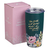 Be Still Teal Floral Stainless Steel Travel Tumbler - Psalm 46:10