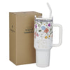 Grace White Wildflower 40 oz Stainless Steel Tumbler with Straw - 2 Corinthians 12:9