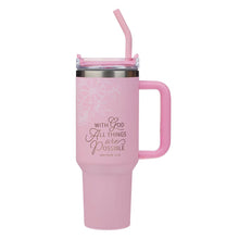 Things Are Possible Pink Poppy Stainless Steel Tumbler with Straw - Matthew 19:26
