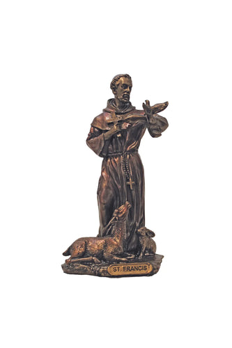 St. Francis in lightly hand-painted cold cast bronze