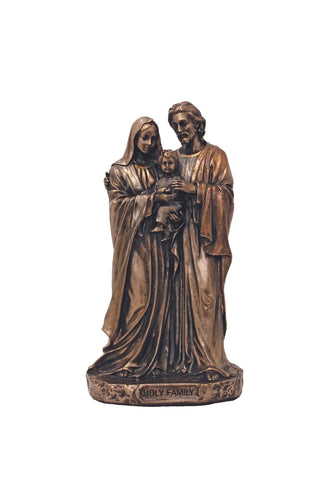 Holy Family in lightly hand-painted cold cast bronze