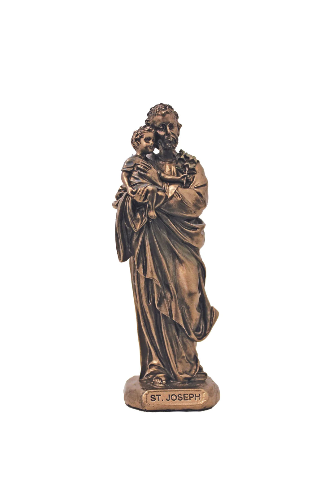 St. Joseph and Child in lightly hand-painted cold cast bronze
