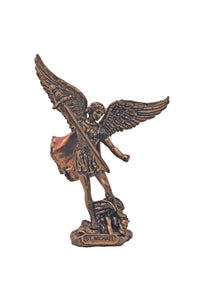 St. Michael in lightly hand-painted cold cast bronze