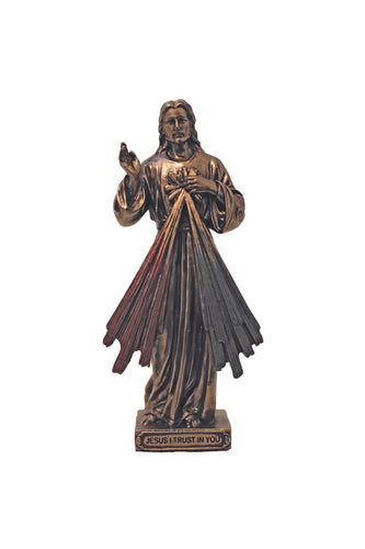 Divine Mercy in lightly hand-painted cold cast bronze