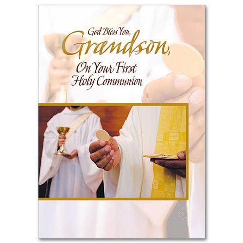 God Bless You, Grandson, On Your First Holy Communion Card