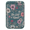 Be Still Teal Faux Leather Botanical Phone Wallet - Psalm 46:10