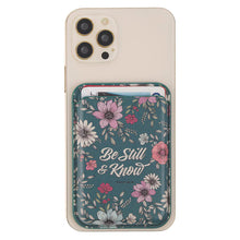 Be Still Teal Faux Leather Botanical Phone Wallet - Psalm 46:10