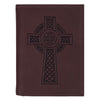 Celtic Cross Burgundy Genuine Leather Trifold Wallet