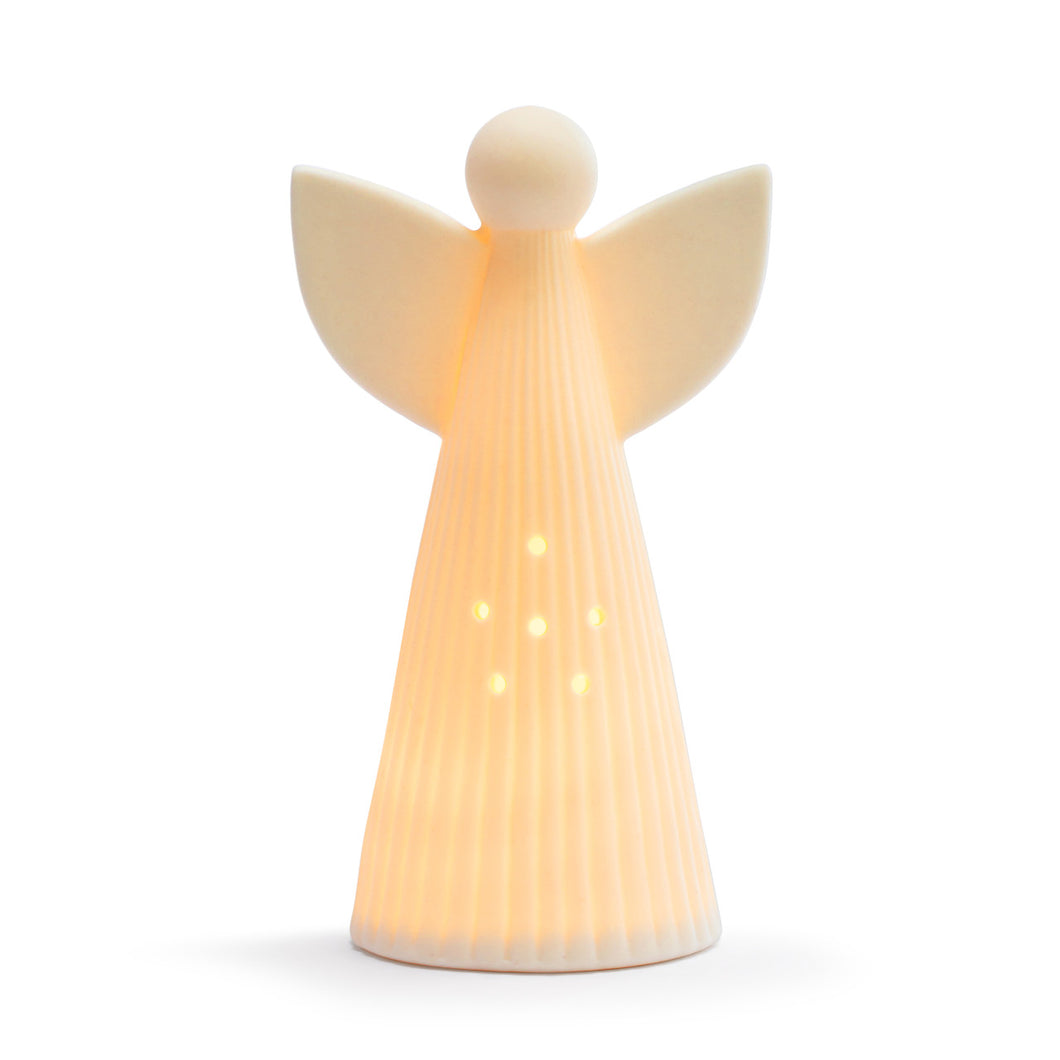 White LED Ceramic Large Angel Figure
