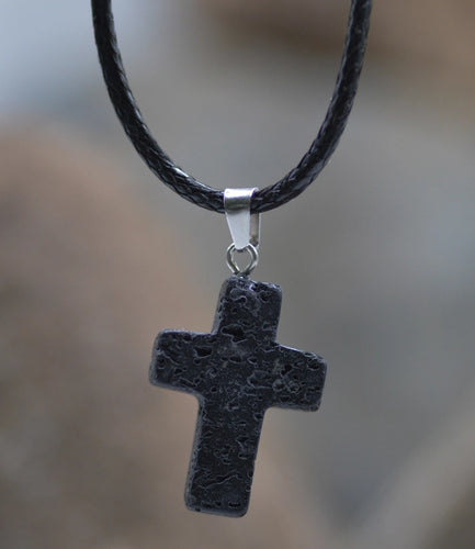 Lava Stone Cross Necklace - Eden Merry Necklace