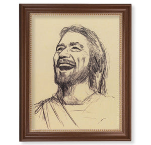 Walnut Finished Frame with 11" x 14" Segura: Joyful Christ Textured Art