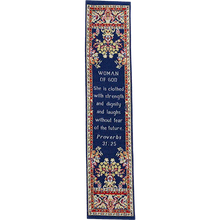Woman of God, Woven Fabric Christian Bookmark, Proverbs 31:25