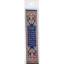 Woman of God, Woven Fabric Christian Bookmark, Proverbs 31:25