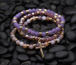 Cross Three Strand-Violet - Eden Merry Bracelet