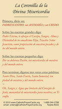 Spanish - Divine Mercy Chaplet Prayer Card/La Coronilla De La Divina Misericordia
