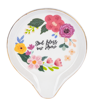 God Bless Our Home Floral Spoon Rest
