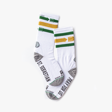 St. Sebastian - Patron of Athletes Kids Socks: Green and Gold