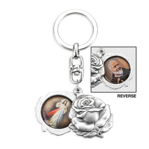 Divine Mercy with Padre Pio Slide Key Chain