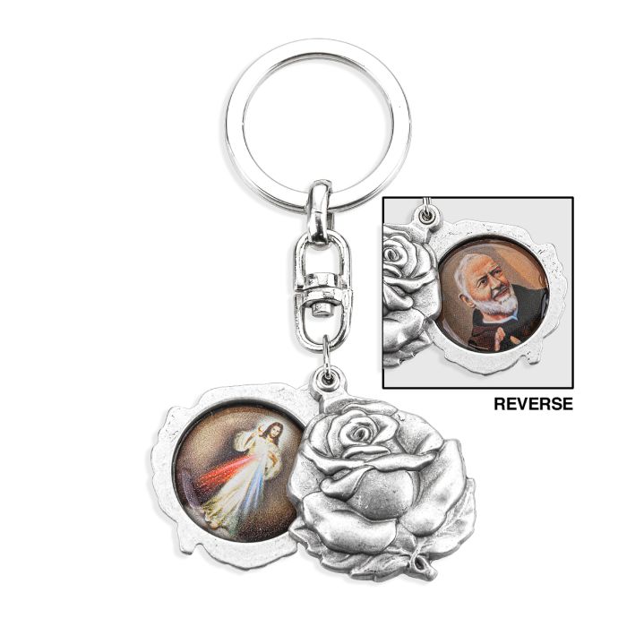 Divine Mercy with Padre Pio Slide Key Chain
