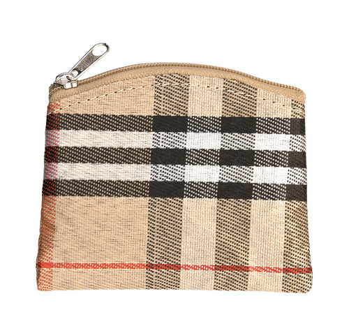 Tan Tartan Plaid Rosary Pouch