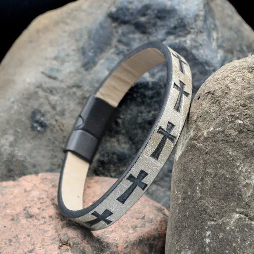 Cross Khaki Stamped Bracelet