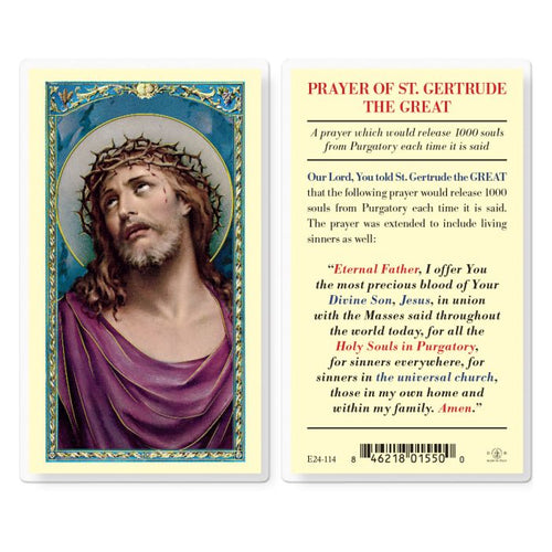 Saint Gertrude Prayer for Souls in Purgatory Holy Prayer Card