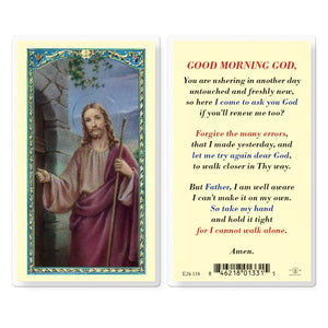 Good Morning God Christ Knocking Holy Prayer Card