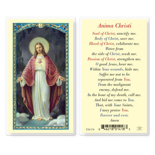 Anima Christi Sacred Heart of Jesus Holy Prayer Card