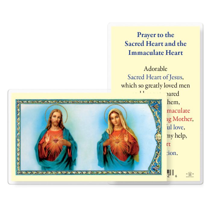 Prayer to Sacred Heart of Jesus and Immaculate Heart of Mary Holy Card