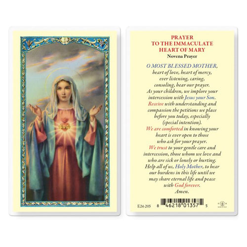Prayer to the Immaculate Heart of Mary Novena Holy Card