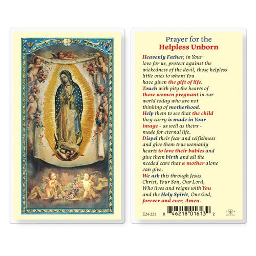 Prayer for the Helpless Unborn Holy Card