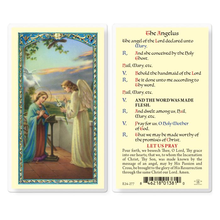 The Angelus Prayer/Annunciation Holy Prayer Card