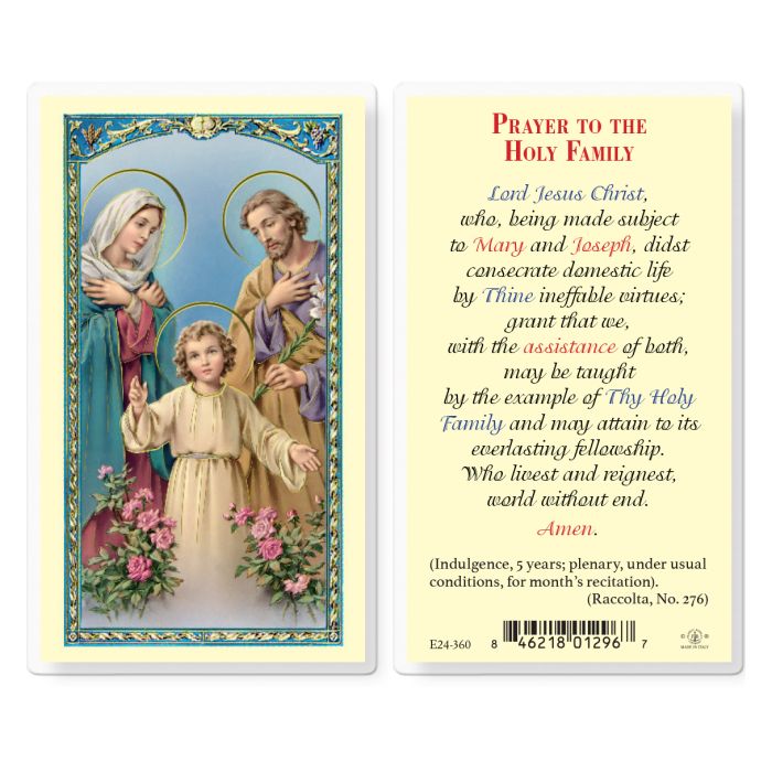 Prayer to the Holy Family Card