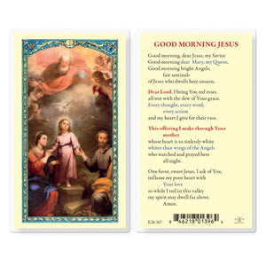 Good Morning Jesus Holy Family Holy Prayer Card