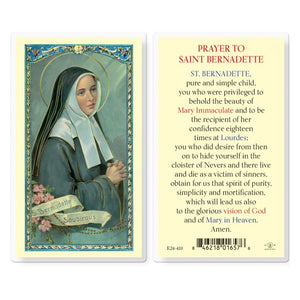 Prayer to Saint Bernadette Holy Card
