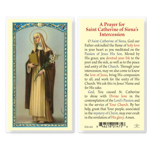 A Prayer for Saint Catherine of Siena's Intercession Holy Card