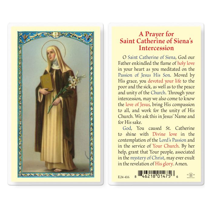 A Prayer for Saint Catherine of Siena's Intercession Holy Card