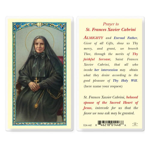 Prayer to St. Frances Xavier Cabrini Prayer Card