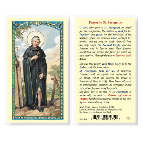 Saint Peregrine Prayer Card