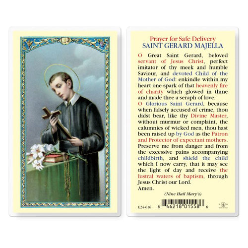 Prayer for Safe Delivery Saint Gerard Majella Prayer Card
