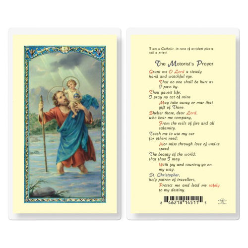 Saint Christopher Motorist Prayer Holy Card