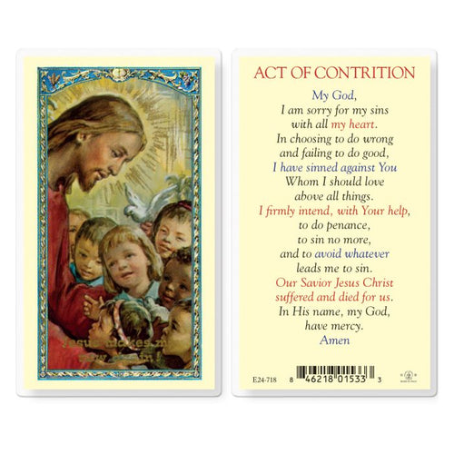 Act of Contrition Prayer Card Christ with children