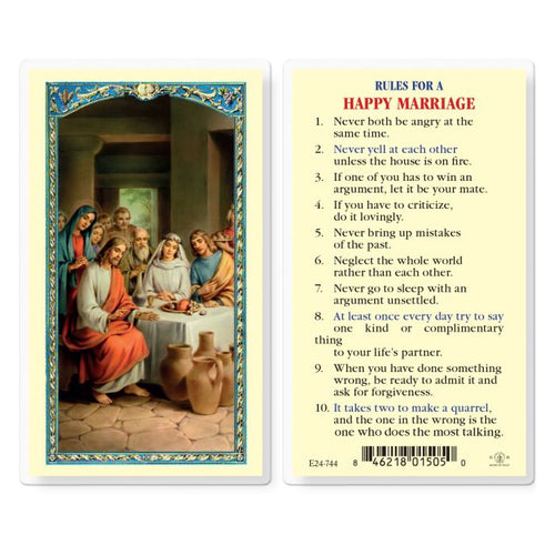 Rules for a Happy Marriage Holy Card