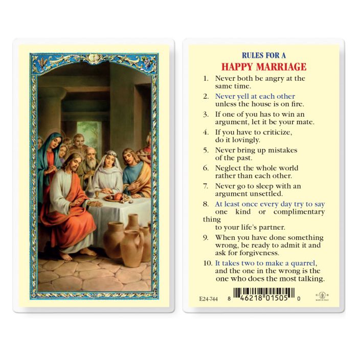 Rules for a Happy Marriage Holy Card