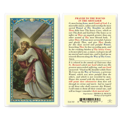 Prayer to the Wound in the Shoulder Holy Card