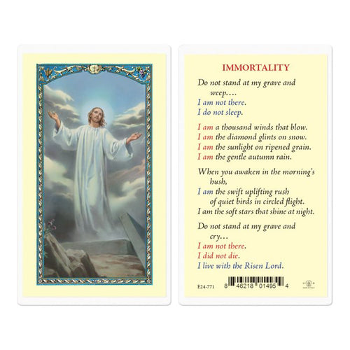 Immortality with Risen Christ Holy Card
